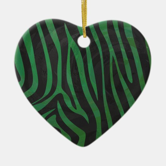 Zebra, zwart en groen afdrukken keramisch ornament (Voorkant)