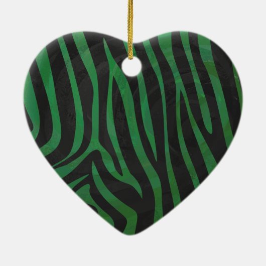 Zebra, zwart en groen afdrukken keramisch ornament (Achterkant)