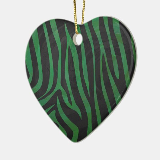 Zebra, zwart en groen afdrukken keramisch ornament (Links)