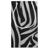 Zebra, zwart en licht grijs afdrukken klein cadeauzakje (Achterkant)