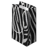 Zebra, zwart en licht grijs afdrukken klein cadeauzakje (Voorkant Gekanteld)