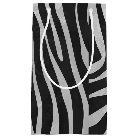 Zebra, zwart en licht grijs afdrukken klein cadeauzakje (Voorkant)