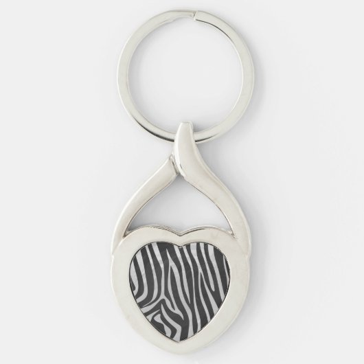 Zebra, zwart en licht grijs afdrukken sleutelhanger (Voorkant)