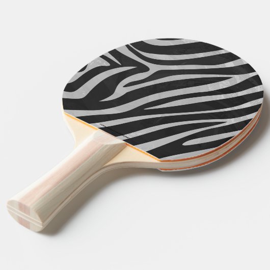Zebra, zwart en licht grijs afdrukken tafeltennisbatje (Voorkant Gekanteld)