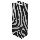 Zebra, zwart en licht grijs afdrukken wijn cadeautas (Achterkant Gekanteld)