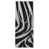 Zebra, zwart en licht grijs afdrukken wijn cadeautas (Achterkant)