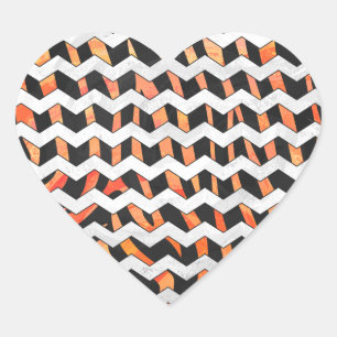 Zebra, zwart en Oranje afdrukken Hart Sticker