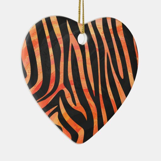 Zebra, zwart en Oranje afdrukken Keramisch Ornament (Rechts)