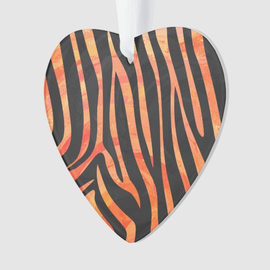 Zebra, zwart en Oranje afdrukken Ornament (voorkant)