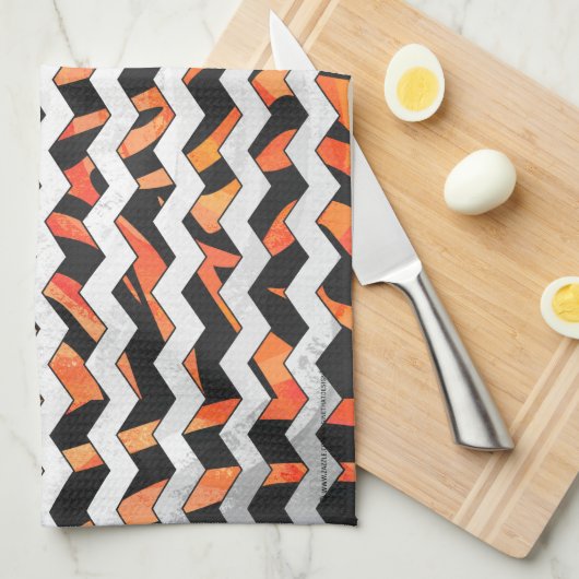 Zebra, zwart en Oranje afdrukken Theedoek (Quarter Fold)