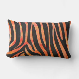 Zebra zwart en oranje print kussen