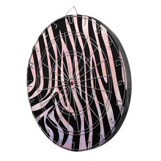 Zebra, zwart en roze afdrukken dartbord (Voorkant Rechts)