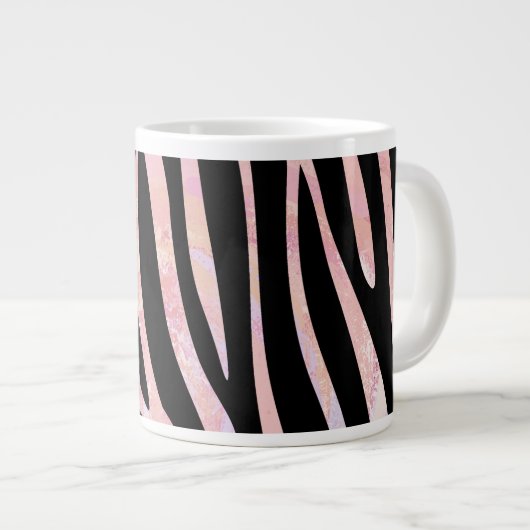 Zebra, zwart en roze afdrukken extra grote mok (Voorkant rechts)