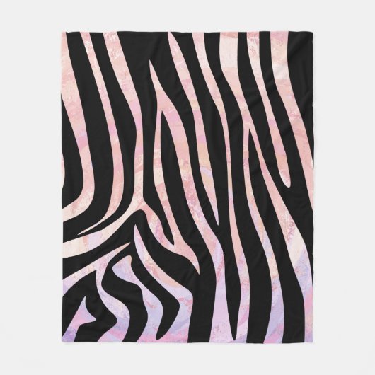 Zebra, zwart en roze afdrukken fleece deken (Voorkant)