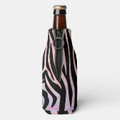Zebra, zwart en roze afdrukken flesjeskoeler (Fles Achterkant)
