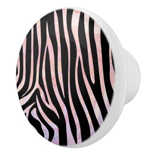 Zebra, zwart en roze afdrukken keramische knop (Rechts)