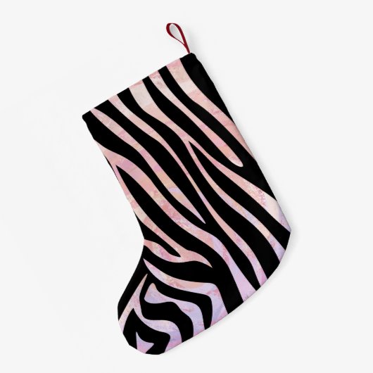 Zebra, zwart en roze afdrukken kleine kerstsok (Achterkant (Hangend))