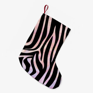 Zebra, zwart en roze afdrukken kleine kerstsok