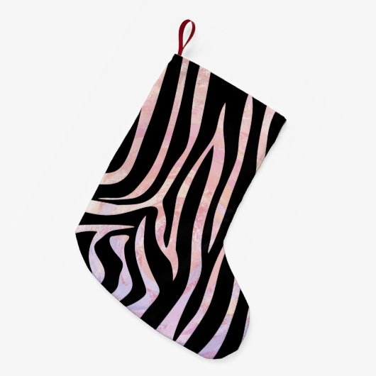 Zebra, zwart en roze afdrukken kleine kerstsok (Voorkant (Hangend))