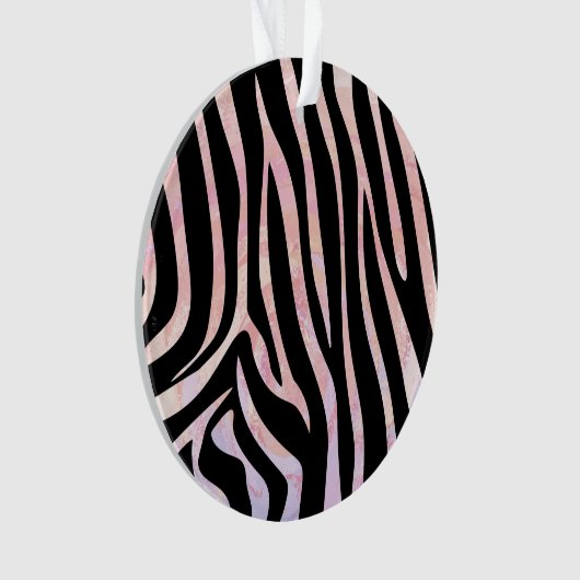 Zebra, zwart en roze afdrukken ornament (voorkant)