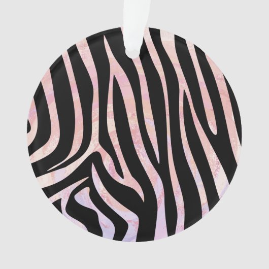 Zebra, zwart en roze afdrukken ornament (voorkant)