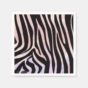 Zebra, zwart en roze afdrukken servet