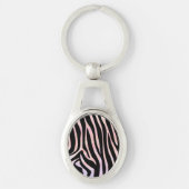 Zebra, zwart en roze afdrukken sleutelhanger (Voorkant)