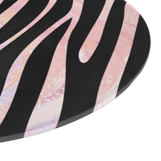 Zebra, zwart en roze afdrukken snijplank (Hoek)