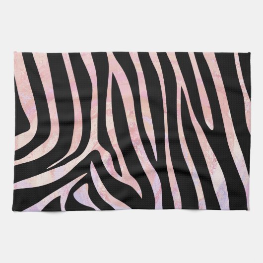 Zebra, zwart en roze afdrukken theedoek (Horizontaal)