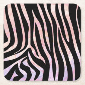 Zebra, zwart en roze afdrukken vierkante kartonnen onderzetter (Voorkant)