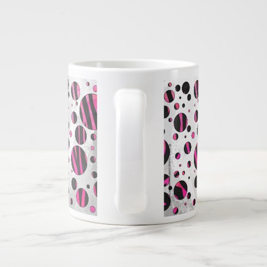 Zebra zwart en warm roze Piloka Dot Jumbo Mok (Achterkant)
