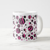 Zebra zwart en warm roze Piloka Dot Jumbo Mok (Voorkant rechts)