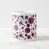 Zebra zwart en warm roze Piloka Dot Jumbo Mok (Voorkant)