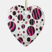 Zebra zwart en warm roze Piloka Dot Keramisch Ornament (Rechts)