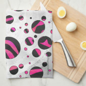 Zebra zwart en warm roze Piloka Dot Theedoek (Quarter Fold)