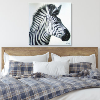 Zebra Zwart en Wit Portret Groot Canvas Afdruk