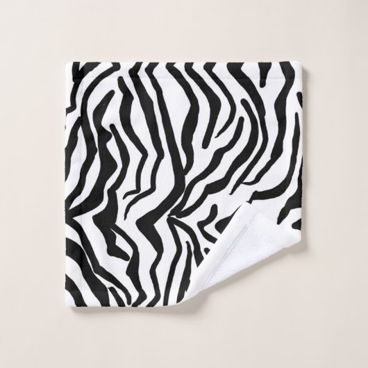 Zebra, zwart en wit, roodkleurig patroon verbergen bad handdoek (Wasdoekje)