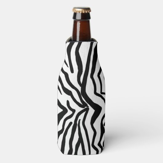 Zebra, zwart en wit, roodkleurig patroon verbergen flesjeskoeler (Fles Voorkant)
