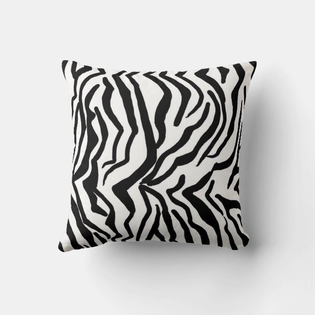 Zebra, zwart en wit, roodkleurig patroon verbergen kussen (Achterkant)