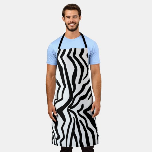 Zebra, zwart en wit, roodkleurig patroon verbergen schort (Gedragen)