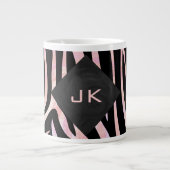 Zebra zwart-roze monogram jumbo mok (Voorkant)