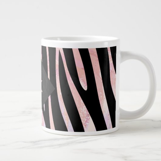 Zebra zwart-roze monogram jumbo mok (Rechts)