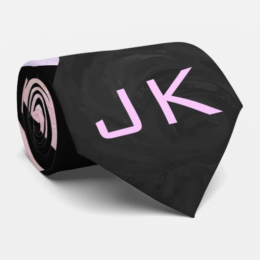 Zebra zwart-roze monogram stropdas (Opgerold)