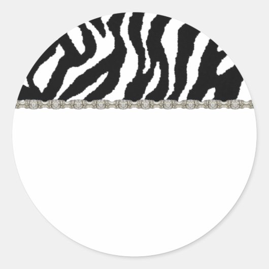 Zebra zwart-wit adreslabel ronde sticker (Voorkant)