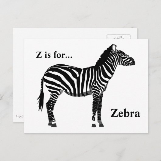 Zebra - Zwart-wit Briefkaart (Voorkant / Achterkant)