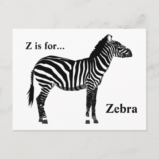 Zebra - Zwart-wit Briefkaart (Voorkant)