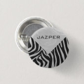 Zebra zwart-wit en lichtgrijs monogram ronde button 3,2 cm (Voorkant /achterkant)