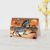 Zebra: zwart, wit en Sinaasappel Kaart (Gele Bloem)