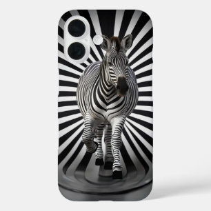 Zebra zwart-wit illusie iPhone 16 hoesje