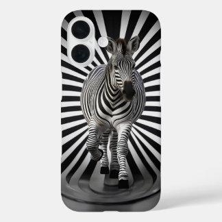 Zebra zwart-wit illusie iPhone 16 hoesje